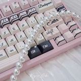 Keyria Labs custom PBT black pink monastery keycaps, five-sided sublimation