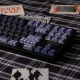 Keyria Labs  Customized PBT Denim blue houndstooth Keycaps with five sided thermal sublimation