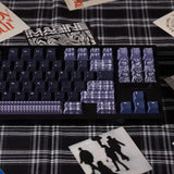 Keyria Labs  Customized PBT Denim blue houndstooth Keycaps with five sided thermal sublimation