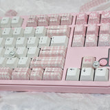 Keyria Labs  Customized PBT Keycaps pink houndstooth with five sided thermal sublimation