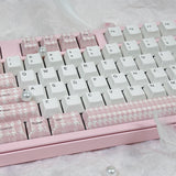 Keyria Labs  Customized PBT Keycaps pink houndstooth with five sided thermal sublimation