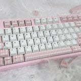 Keyria Labs  Customized PBT Keycaps pink houndstooth with five sided thermal sublimation