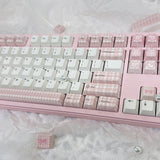 Keyria Labs  Customized PBT Keycaps pink houndstooth with five sided thermal sublimation