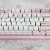 Keyria Labs  Customized PBT Keycaps pink houndstooth with five sided thermal sublimation