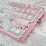 Keyria Labs  Customized PBT Keycaps pink houndstooth with five sided thermal sublimation