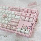 Keyria Labs  Customized PBT Keycaps pink houndstooth with five sided thermal sublimation