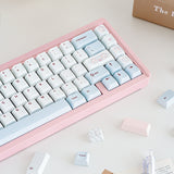 Keyria Labs  Customized PBT bear tea party blue Keycaps with five sided thermal sublimation