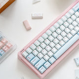 Keyria Labs  Customized PBT bear tea party blue Keycaps with five sided thermal sublimation