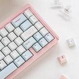 Keyria Labs  Customized PBT bear tea party blue Keycaps with five sided thermal sublimation