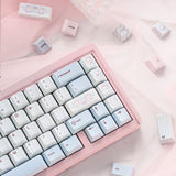 Keyria Labs  Customized PBT bear tea party blue Keycaps with five sided thermal sublimation