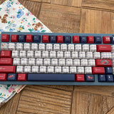 Keyria Labs / Nautical Diary Notebook Cute Red and Blue Bear PBT Custom Keycaps Five-Side Thermal Sublimation